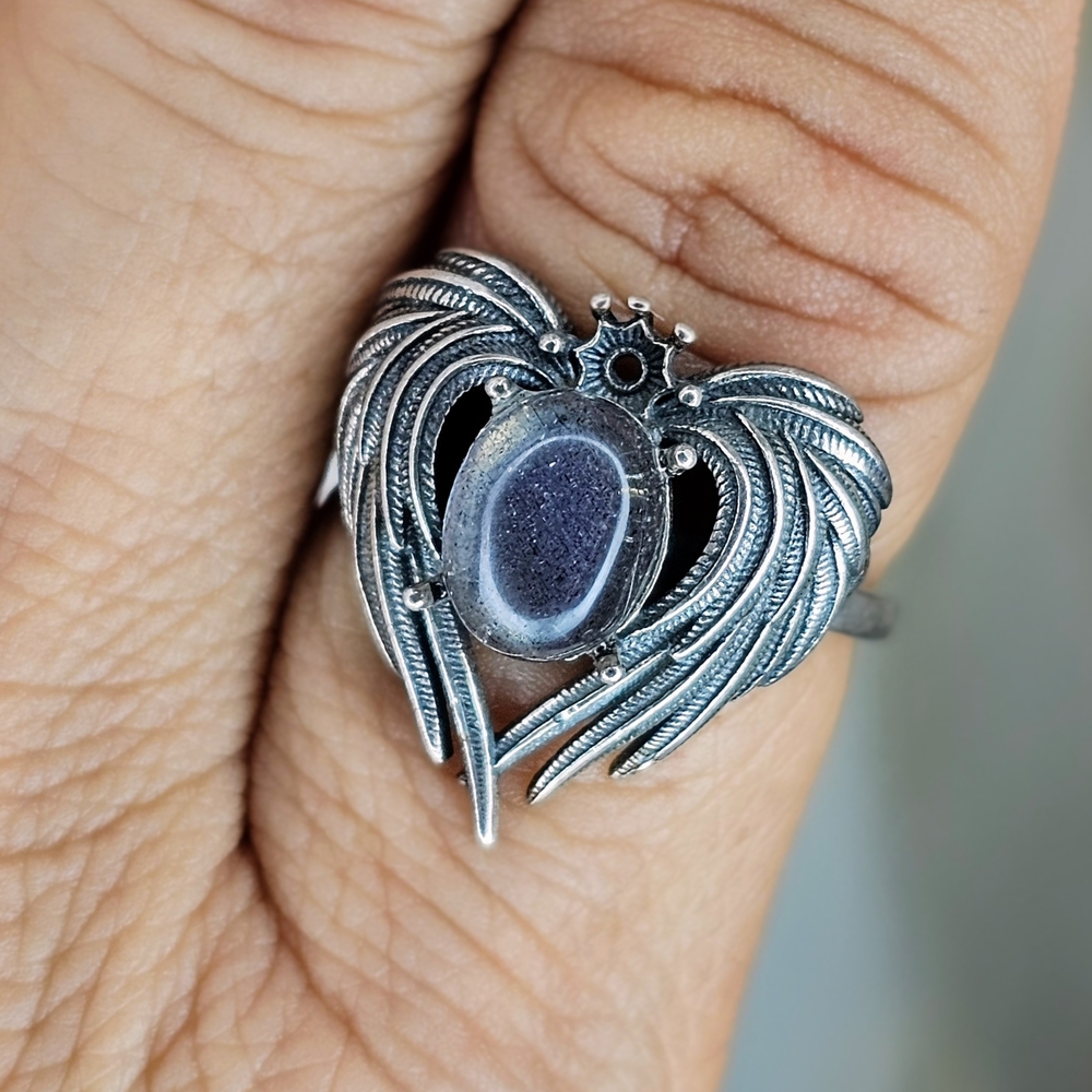 NEW 925 Silver Winged Design Ring with GENIUNE moonstone